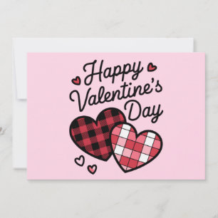 Happy Valentines Day Leopard Plaid Love Heart Invitation