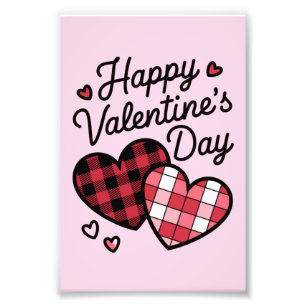 Happy Valentines Day Leopard Plaid Love Heart Photo Print