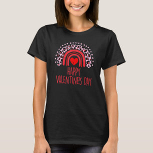 Happy Valentines Day Leopard Rainbow Red Women Val T-Shirt