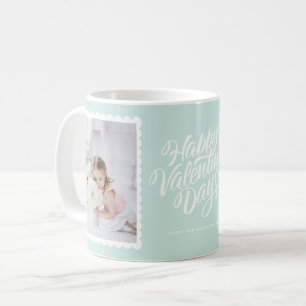 Happy Valentine's Day Lettering Mint Photo Collage Coffee Mug