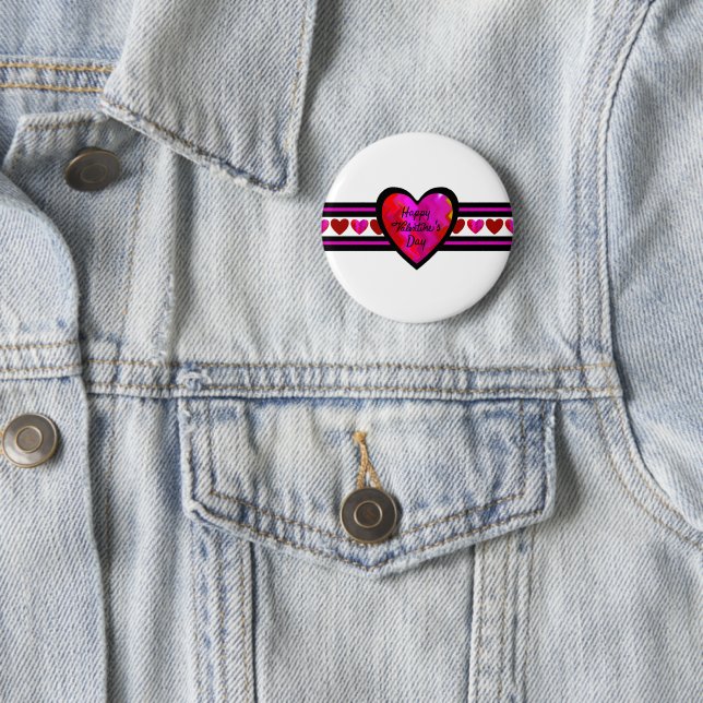Happy Valentine's Day  Lined Design Texted Button (In Situ)