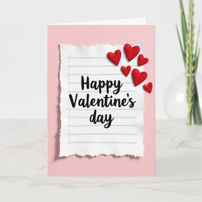 Happy Valentines Day Lined Hearts Card (Front)