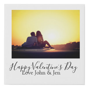 Happy Valentine's day love add name photo simple g Faux Canvas Print