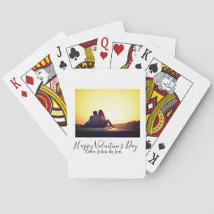 Happy Valentine's day love add name photo simple g Poker Cards