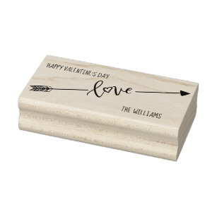Happy Valentine's Day Love Arrow Personalized Rubber Stamp