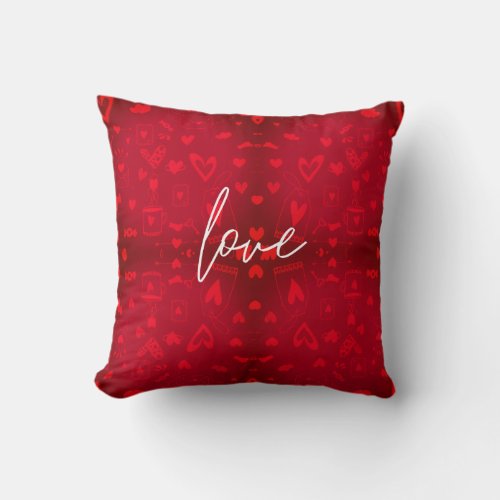 Happy Valentines Day Love Buffalo Plaid Farmhouse Throw Pillow