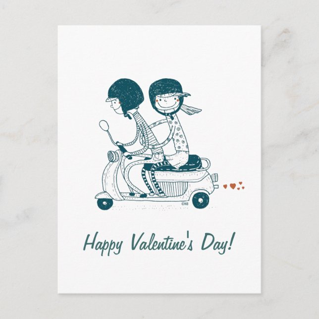 Happy Valentines Day Love Couple on Postcard (Front)