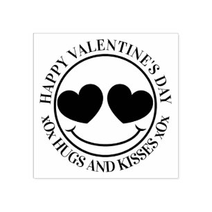 Happy Valentine's Day Love Face Rubber Stamp