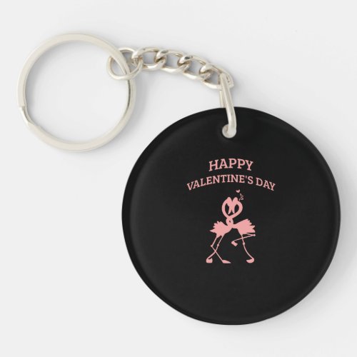 Happy Valentines Day Love Flamingo Kiss Romantic Keychain