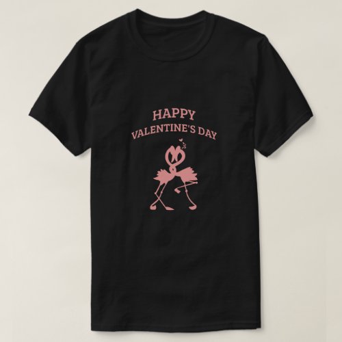 Happy Valentines Day Love Flamingo Kiss Romantic T_Shirt