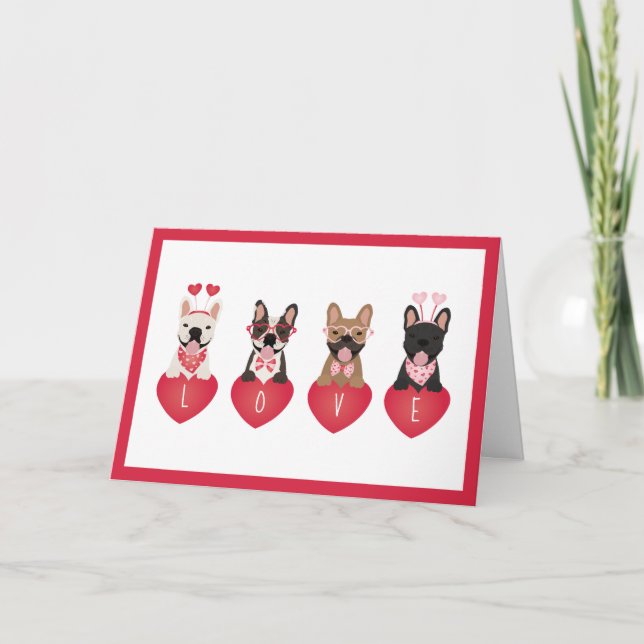 Happy Valentines Day Love French Bulldogs Card (Front)