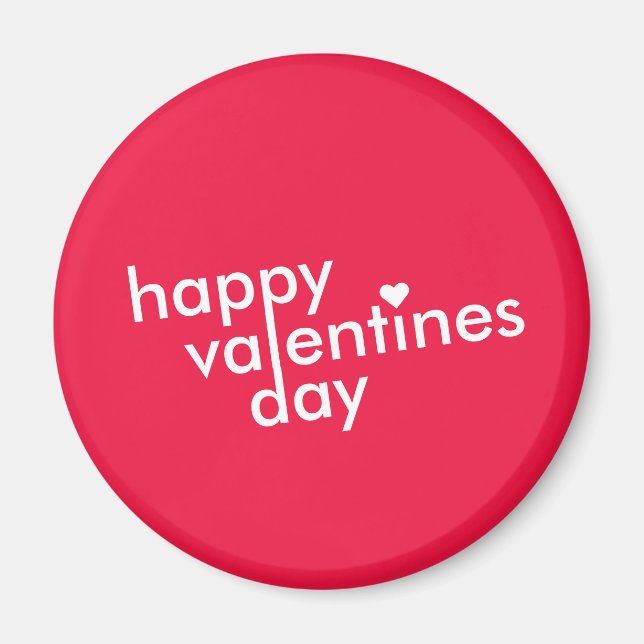 Happy Valentine's Day | Love Heart Modern Trendy Magnet (Front)