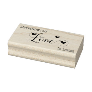 Happy Valentine's Day Love Hearts Personalized Rubber Stamp