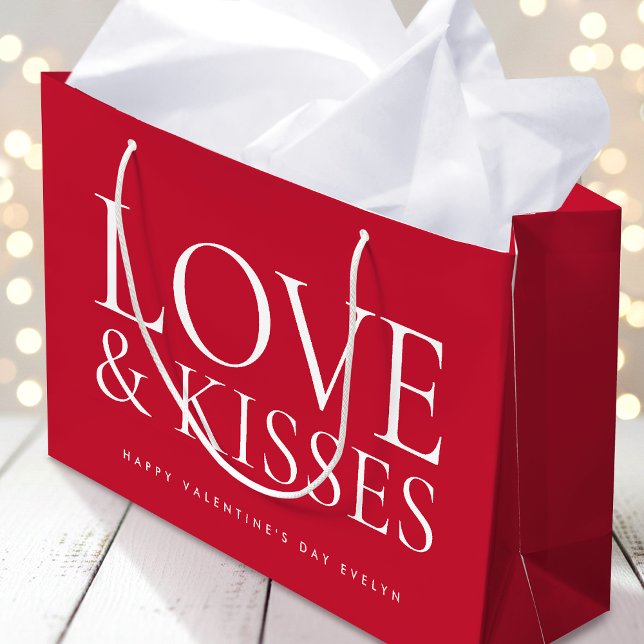 Happy Valentine's Day Love & Kisses Red Large Gift Bag (Creator Uploaded)