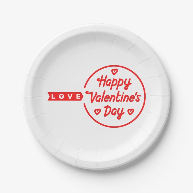 Happy Valentine's Day Love Paper Plates (Front)