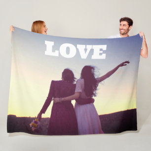 Happy Valentine's Day Love Photo Gay Couple Fleece Blanket