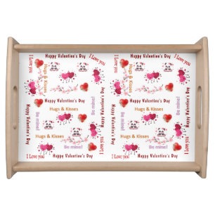 Happy Valentine's Day Love Red Hearts Serving Tray