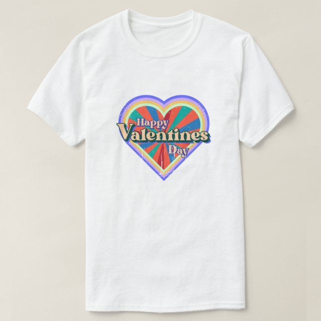 Happy Valentine's Day Love Retro  T-Shirt (Design Front)