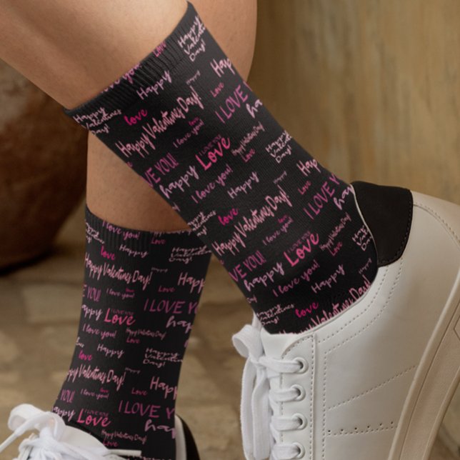 Happy Valentine's day Love Script Gift   Socks (Creator Uploaded)