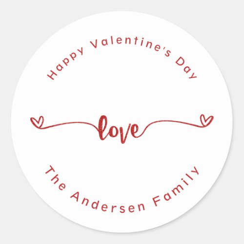 Happy Valentines Day Love Script Holiday Classic Round Sticker