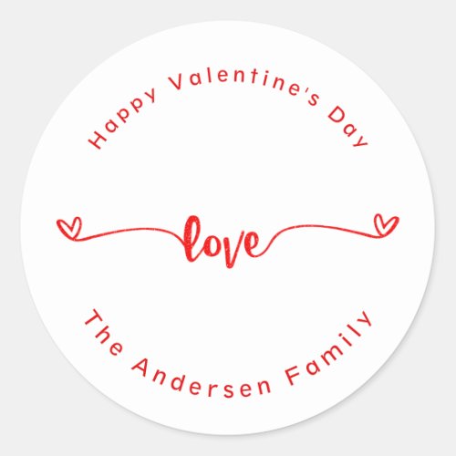 Happy Valentines Day Love Script Holiday Classic Round Sticker