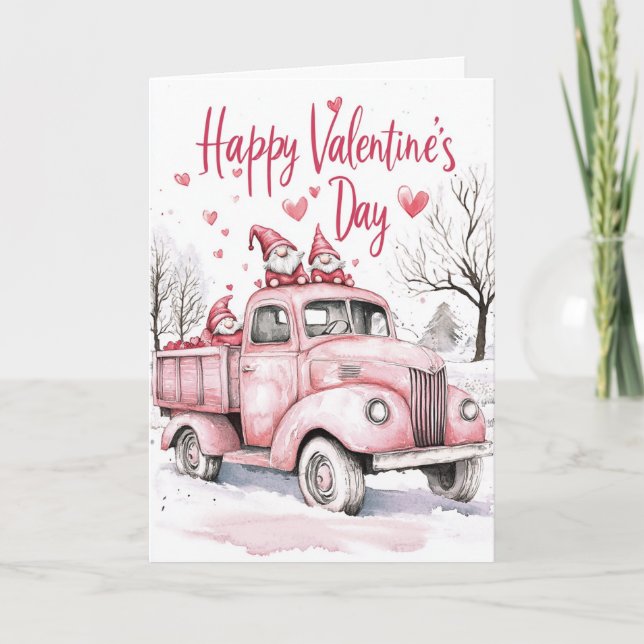 Happy Valentines Day Love Truck  Card (Front)