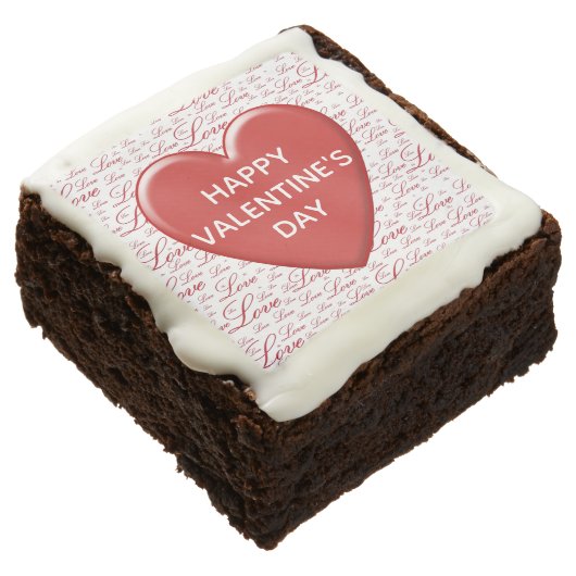 Happy Valentine's Day | Love Typography Red Heart Brownie (Angled)