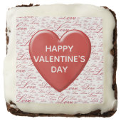 Happy Valentine's Day | Love Typography Red Heart Brownie (Front)