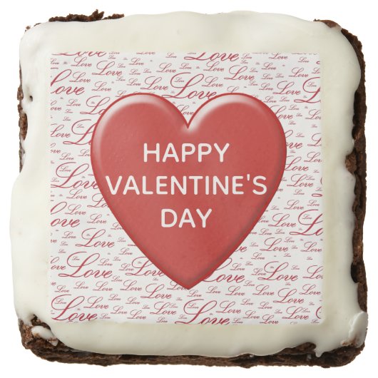 Happy Valentine's Day | Love Typography Red Heart Brownie (Front)