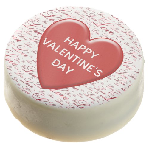 Happy Valentines Day  Love Typography Red Heart Chocolate Covered Oreo