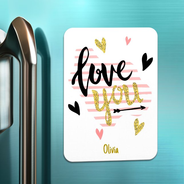 Happy Valentine's Day | Love You Modern Gift Magnet (Creator Uploaded)