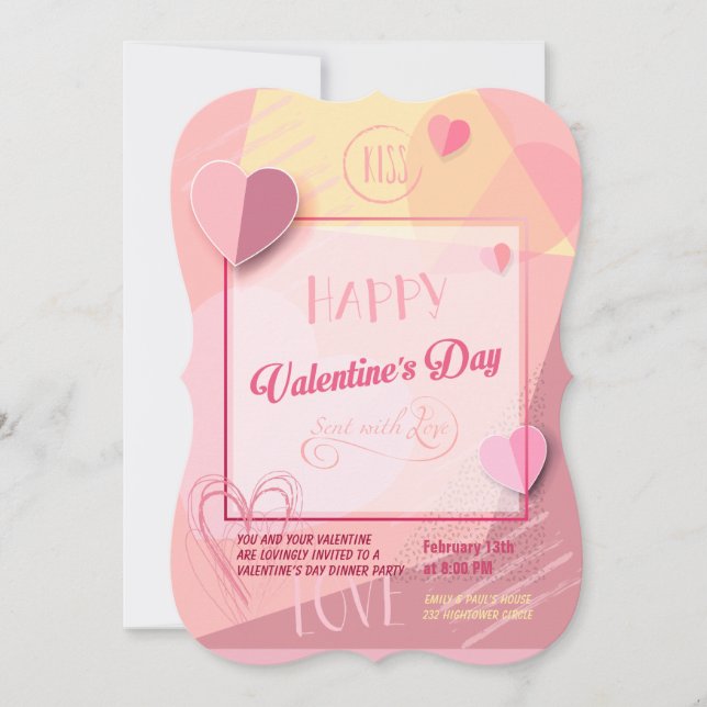 Happy Valentine's Day Lovely Elegant Invitation (Front)