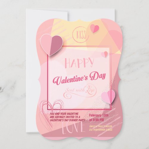 Happy Valentines Day Lovely Elegant Invitation