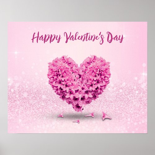 Happy Valentines Day Lovely Pink Hyacinth Heart Poster