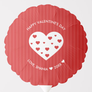 Happy Valentine's Day Lovely Red White Hearts Balloon