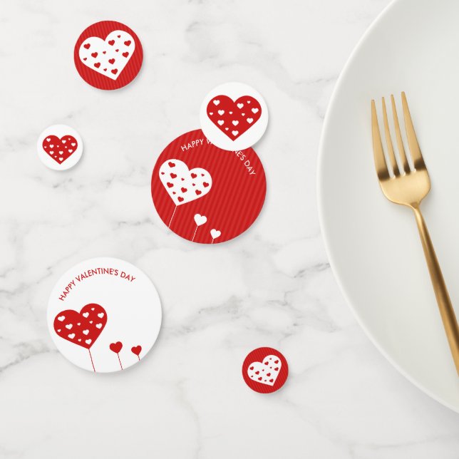 Happy Valentine's Day Lovely Red White Hearts Confetti (Group)