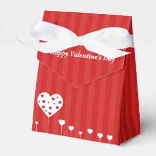 Happy Valentine's Day Lovely Red White Hearts Favor Boxes