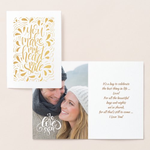 Happy Valentines Day Luxury Real Foil Photo Card
