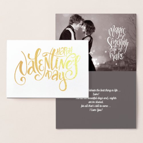 Happy Valentines Day Luxury Real  Foil Photo Card