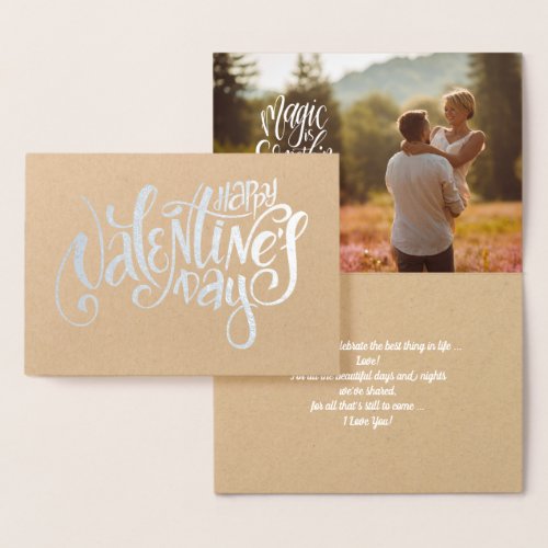 Happy Valentines Day Luxury Real  Foil Photo Card