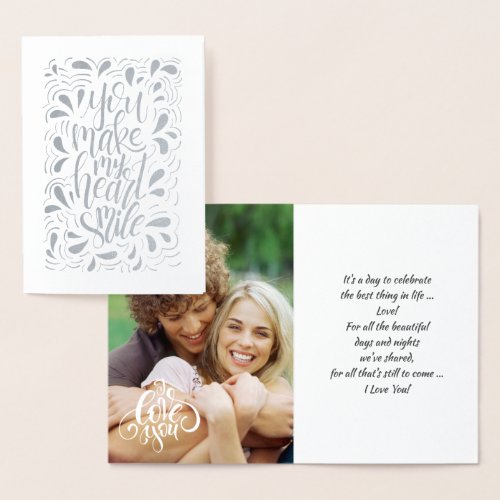 Happy Valentines Day Luxury Real Foil Photo Card