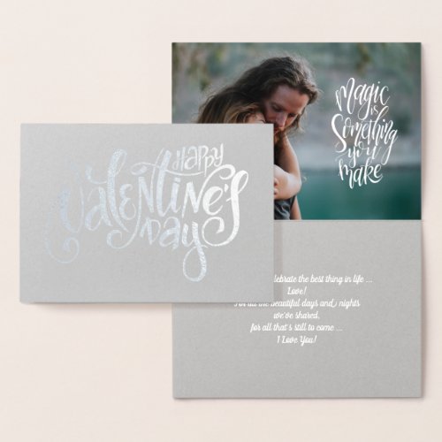 Happy Valentines Day Luxury Real  Foil Photo Card