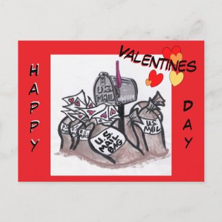 Happy Valentines Day Mail Cartoon Postcard
