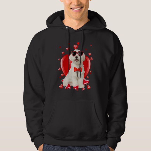 Happy Valentines Day Maltese   Dog  V Day Hoodie (Front)