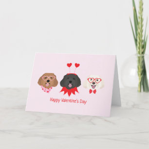 Happy Valentines Day Maltipoo Dogs Holiday Card