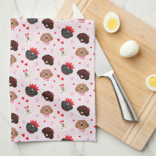 Happy Valentines Day Maltipoo Dogs Kitchen Towel