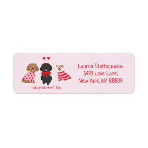 Happy Valentines Day Maltipoo Dogs Label