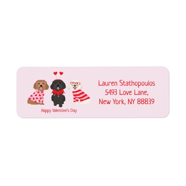 Happy Valentines Day Maltipoo Dogs Label (Front)