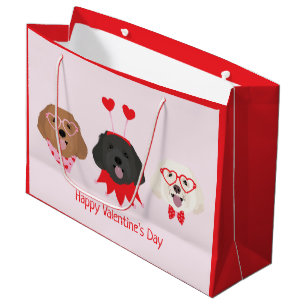 Happy Valentines Day Maltipoo Dogs Large Gift Bag