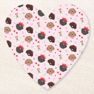 Happy Valentines Day Maltipoo Dogs Paper Coaster